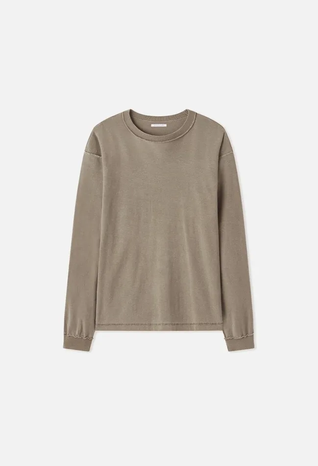 John Elliott Tees Reversed Cropped Ls Tee Washed Oak 8211 Men