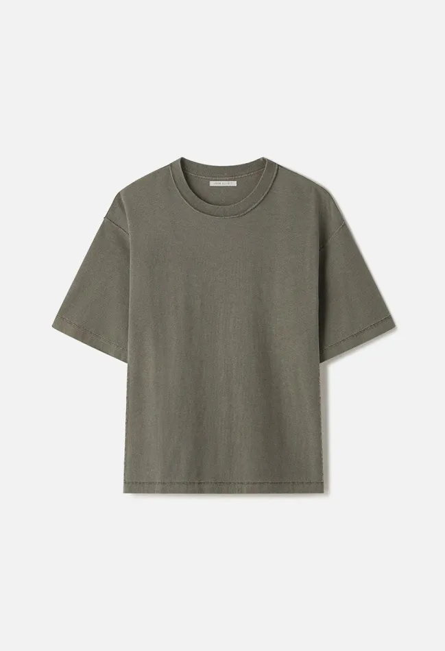 John Elliott Tees Reversed Cropped Tee Washed Army 8211 Men