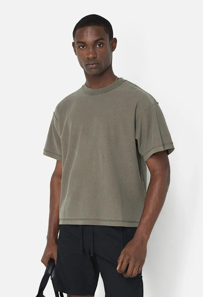 John Elliott Tees Reversed Cropped Tee Washed Army 8211 Men John Elliott Tees Reversed Cropped Tee Washed Army 8211 Men
