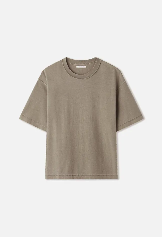 John Elliott Tees Reversed Cropped Tee Washed Oak 8211 Men