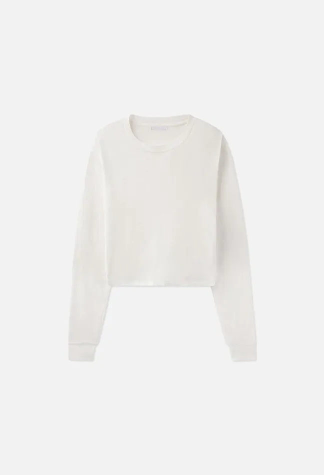 John Elliott Tops Jersey Ls Cropped Tee Chalk 8211 Women John Elliott Tops Jersey Ls Cropped Tee Chalk 8211 Women