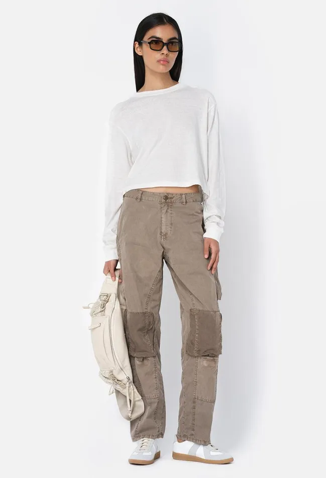 John Elliott Tops Jersey Ls Cropped Tee Chalk 8211 Women John Elliott Tops Jersey Ls Cropped Tee Chalk 8211 Women