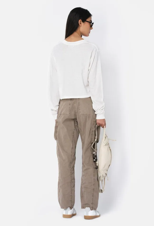 John Elliott Tops Jersey Ls Cropped Tee Chalk 8211 Women John Elliott Tops Jersey Ls Cropped Tee Chalk 8211 Women