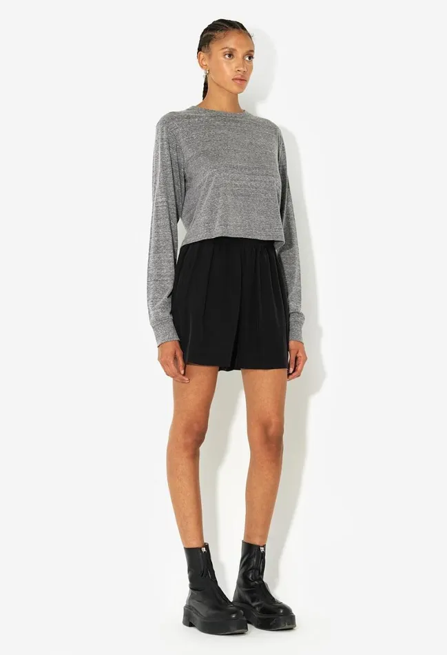 John Elliott Tops Jersey Ls Cropped Tee Triblend Grey 8211 Women