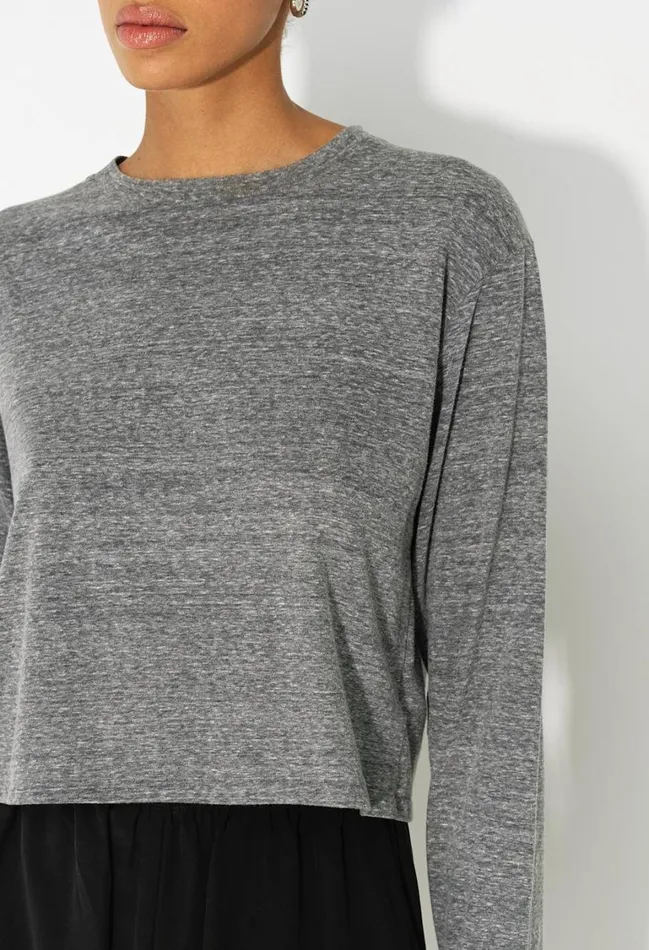 John Elliott Tops Jersey Ls Cropped Tee Triblend Grey 8211 Women