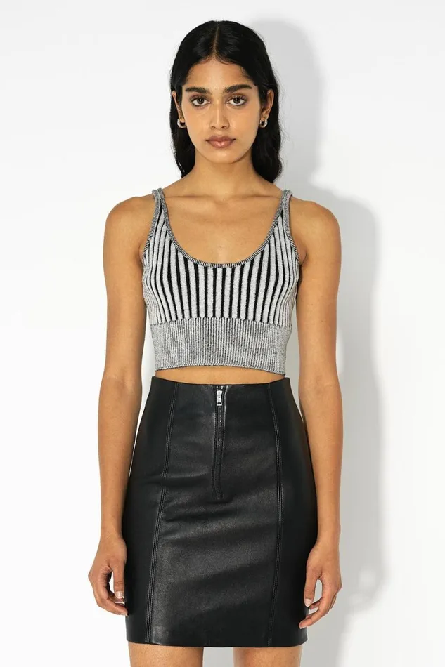 John Elliott Tops Silk Cotton Rib Tank Charcoal 8211 Women