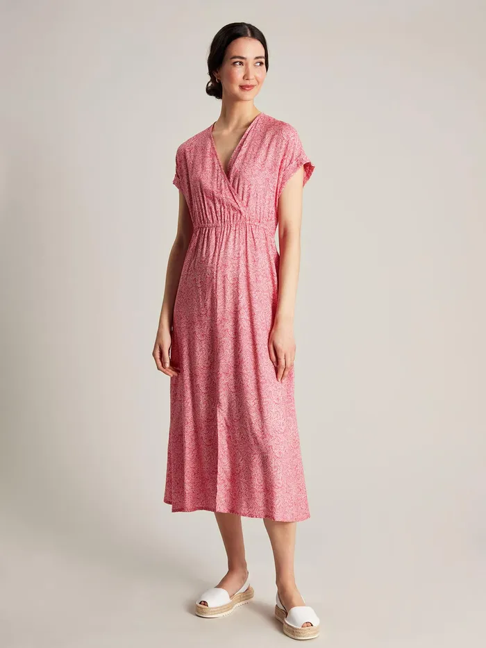 Joules Abigail 8211 Pink VNeck With Slit Dress Women Dresses
