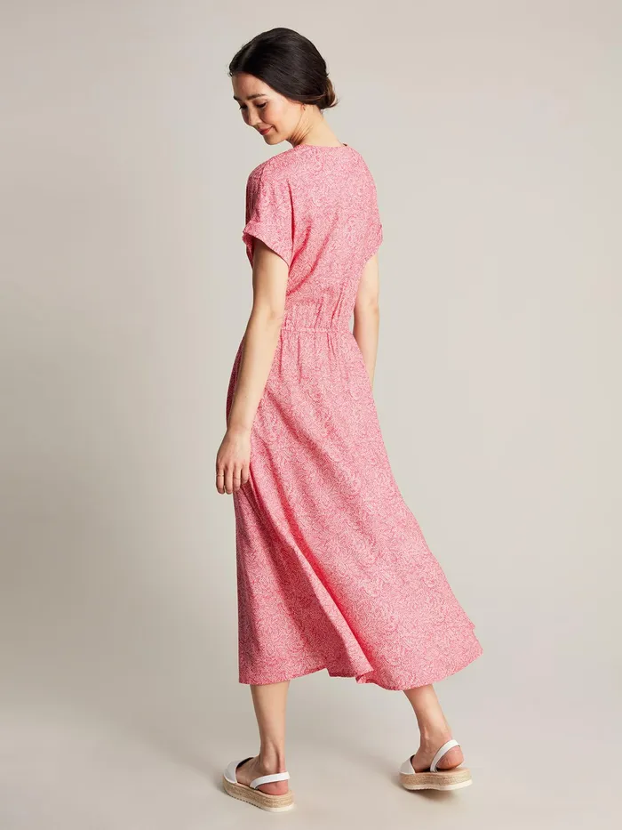 Joules Abigail 8211 Pink VNeck With Slit Dress Women Dresses