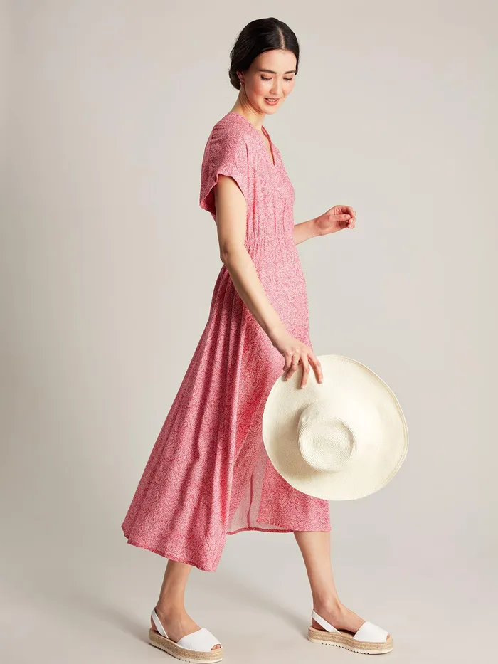 Joules Abigail 8211 Pink VNeck With Slit Dress Women Dresses