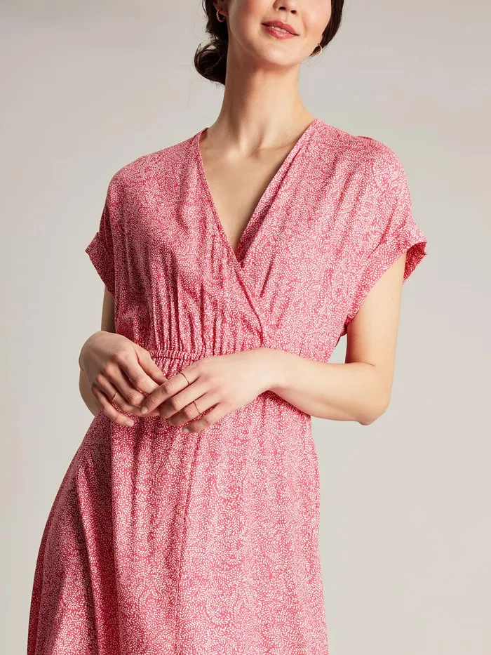 Joules Abigail 8211 Pink VNeck With Slit Dress Women Dresses