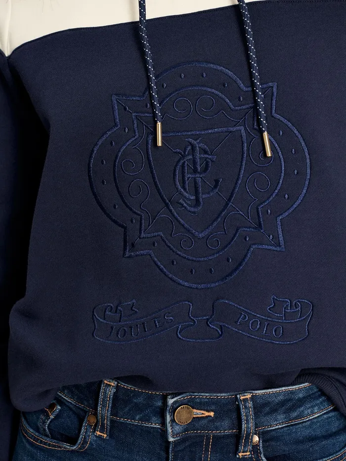Joules Alexa 8211 Navy Blue Embroidered Hoodie Women Sweatshirts and Hoodies