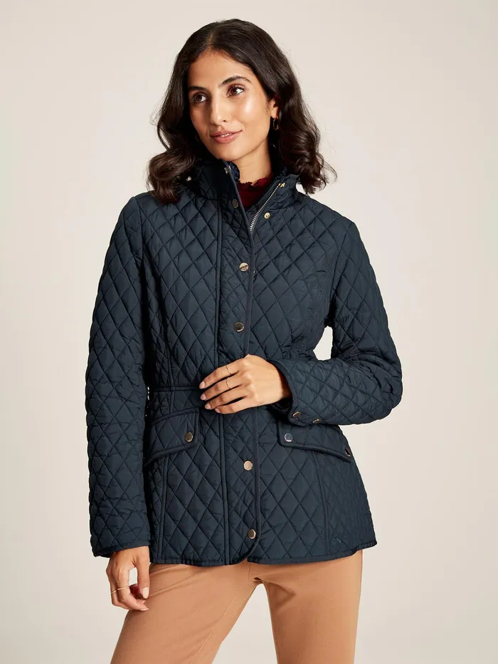 Joules Allendale 8211 Navy Showerproof Diamond Quilted Jacket Women Raincoats Joules Allendale 8211 Navy Showerproof Diamond Quilted Jacket Women Raincoats