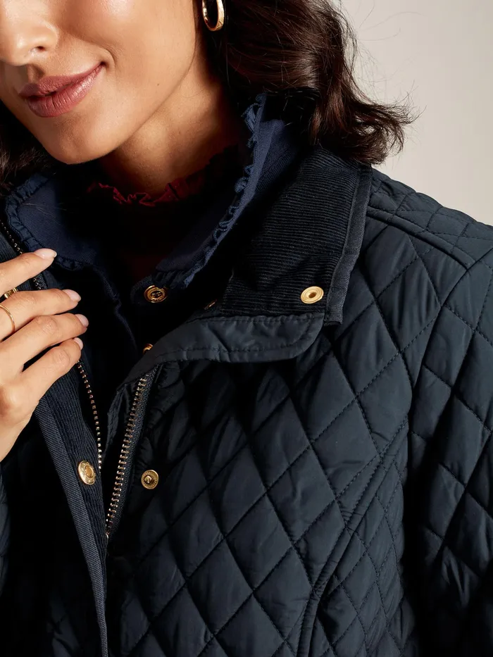 Joules Allendale 8211 Navy Showerproof Diamond Quilted Jacket Women Raincoats