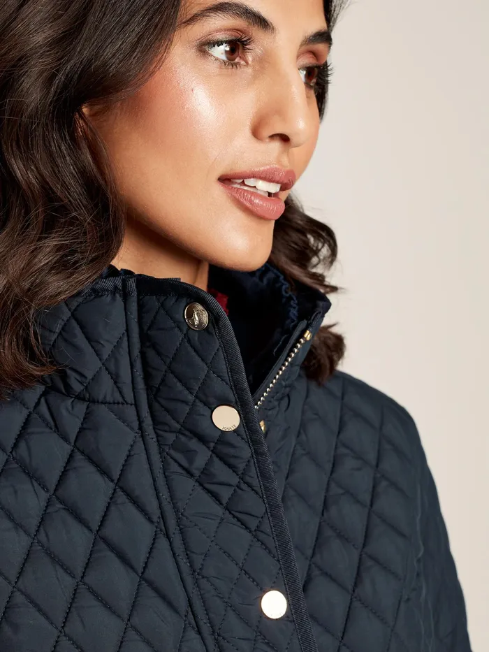Joules Allendale 8211 Navy Showerproof Diamond Quilted Jacket Women Raincoats