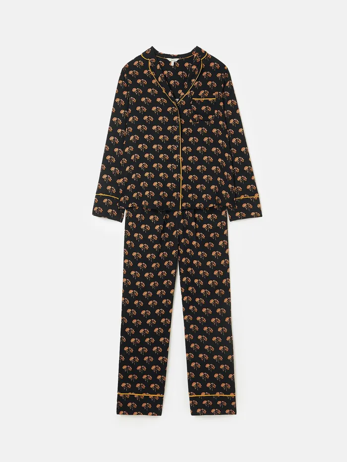 Joules Alma 8211 Black Floral Pyjama Set Women Nightwear