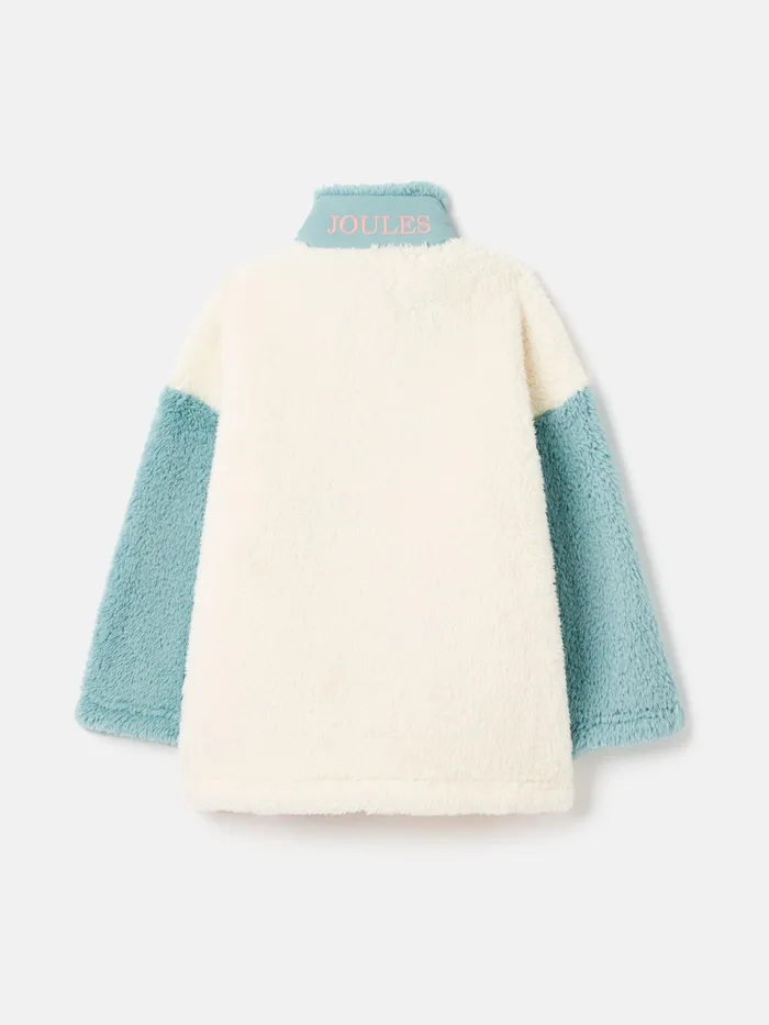 Joules Always Cosy 8211 CreamBlue Half Zip Fleece Girls Coats and Jackets