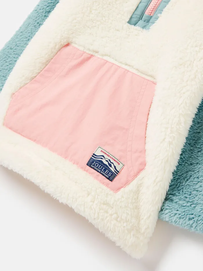 Joules Always Cosy 8211 CreamBlue Half Zip Fleece Girls Coats and Jackets