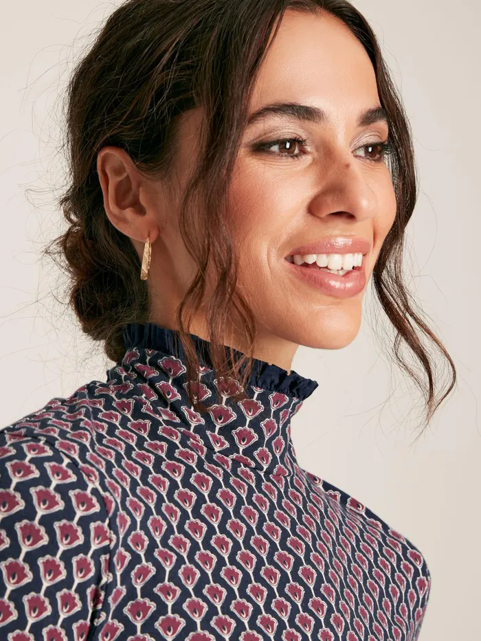 Joules Amy 8211 Navy Floral Roll Neck Top Women Tops