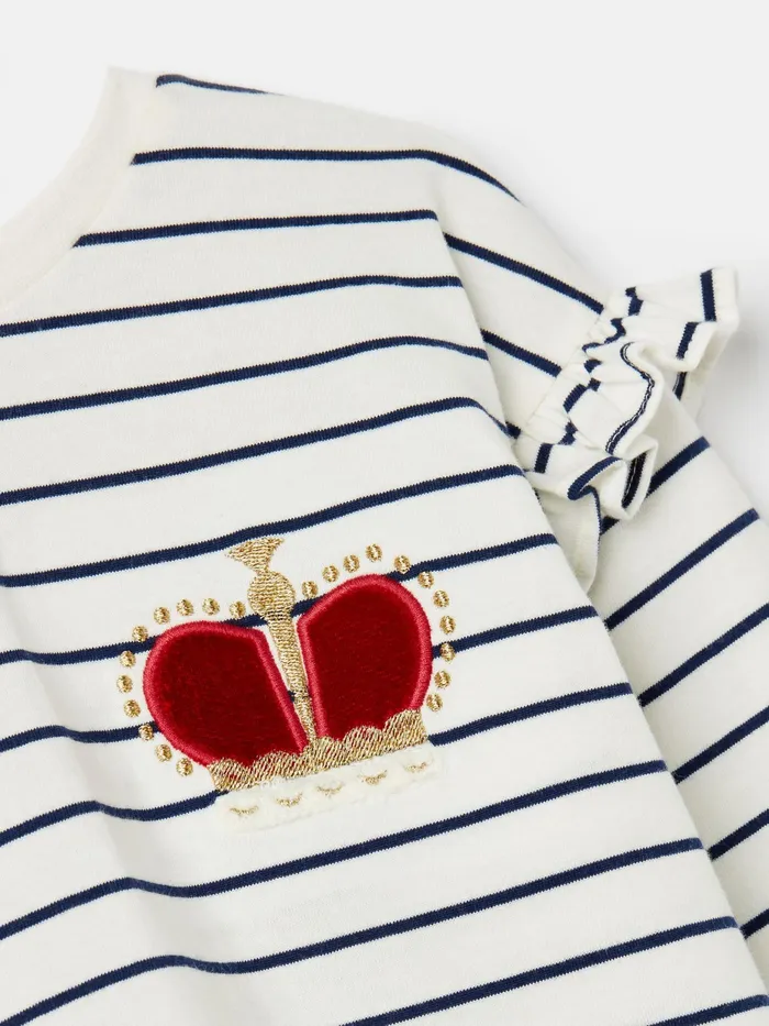 Joules Angelica 8211 BlueWhite Printed Long Sleeve Top Girls Tops and Tshirts