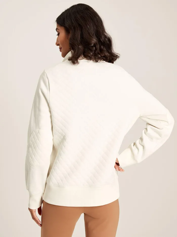 Joules Anisa 8211 Cream Quilted Zip Sweat Top Women Sweatshirts and Hoodies