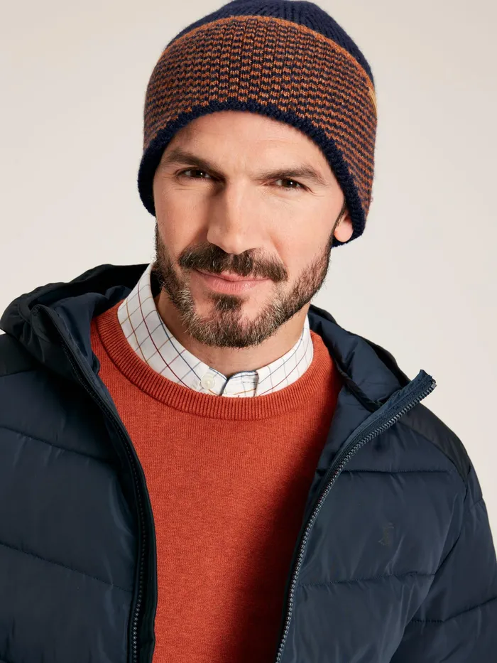 Joules Ashington 8211 Navy Knitted Hat Men Hats Gloves and Scarves