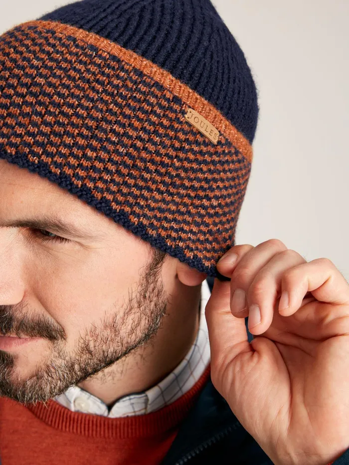 Joules Ashington 8211 Navy Knitted Hat Men Hats Gloves and Scarves