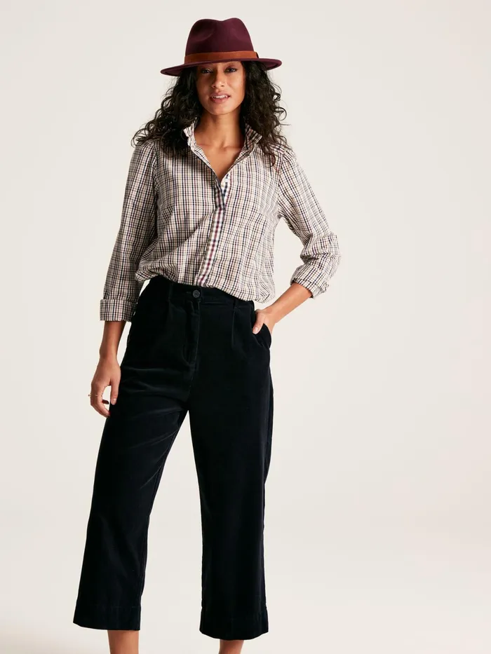 Joules Aspen 8211 Multi Frill Neck Check Shirt Women Shirts and Blouses