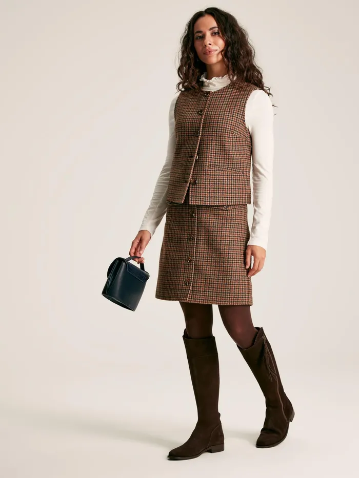 Joules Avery 8211 Check Tweed Skirt Women Skirts