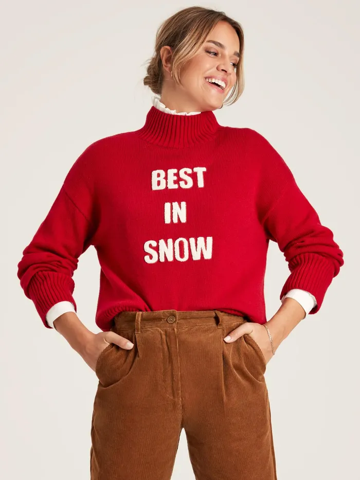 Joules Belle 8211 Red Best In Snow Jumper Women Knitwear