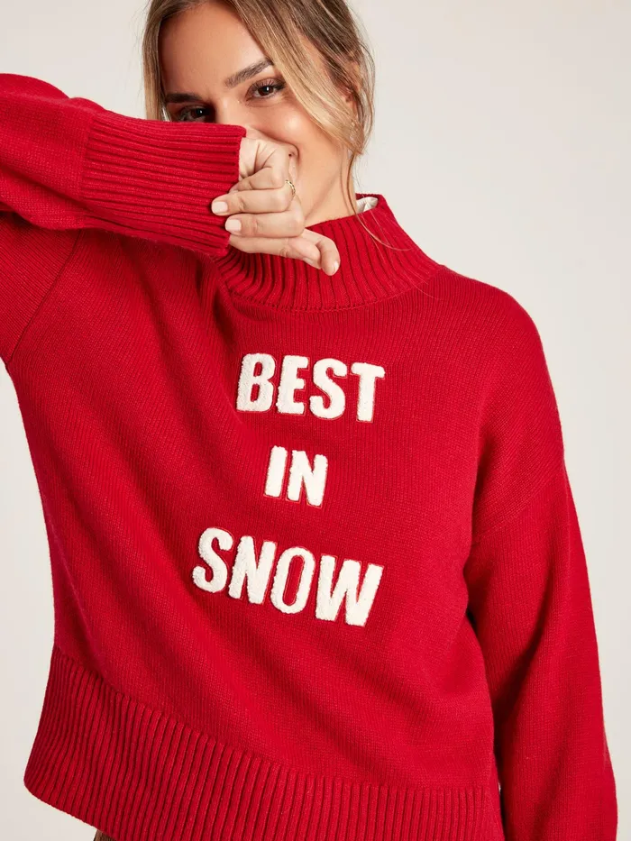 Joules Belle 8211 Red Best In Snow Jumper Women Knitwear