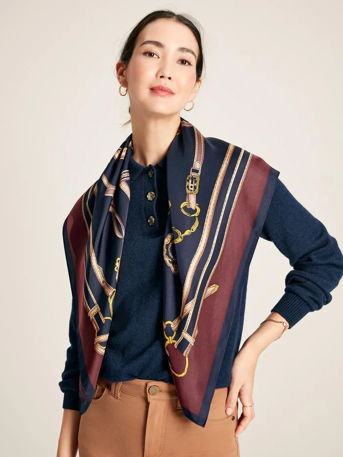 Joules Bloomfield 8211 Blue Silk Square Scarf Women Scarves