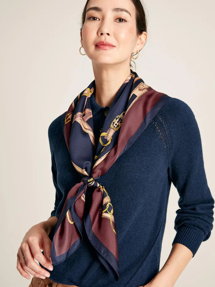 Joules Bloomfield 8211 Blue Silk Square Scarf Women Scarves