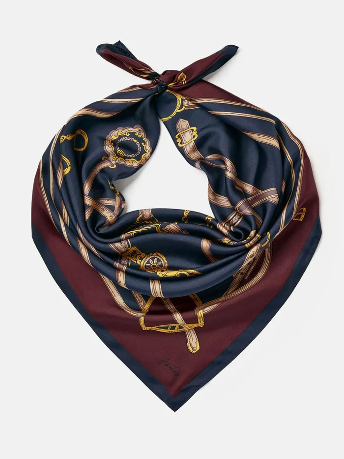 Joules Bloomfield 8211 Blue Silk Square Scarf Women Scarves
