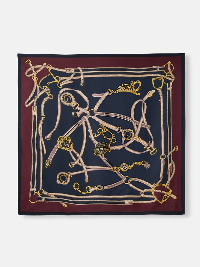 Joules Bloomfield 8211 Blue Silk Square Scarf Women Scarves