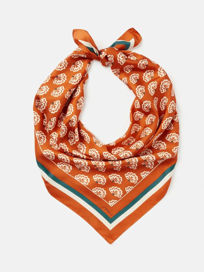 Joules Bloomfield 8211 Burnt Orange Silk Square Scarf Women Scarves