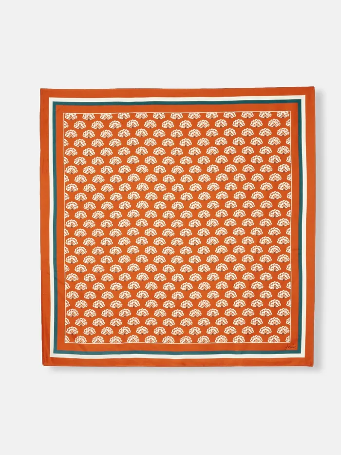 Joules Bloomfield 8211 Burnt Orange Silk Square Scarf Women Scarves