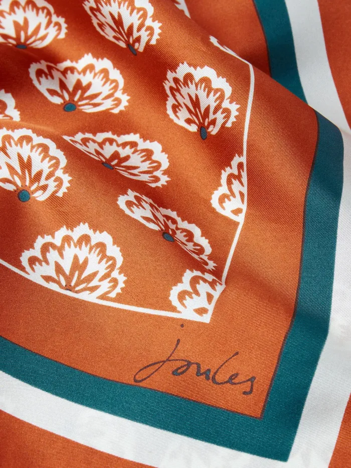 Joules Bloomfield 8211 Burnt Orange Silk Square Scarf Women Scarves