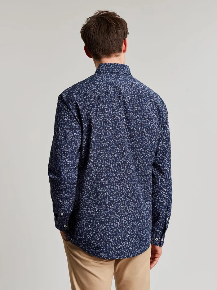 Joules Blue Long Sleeve Classic Fit Printed Shirt Men Shirts