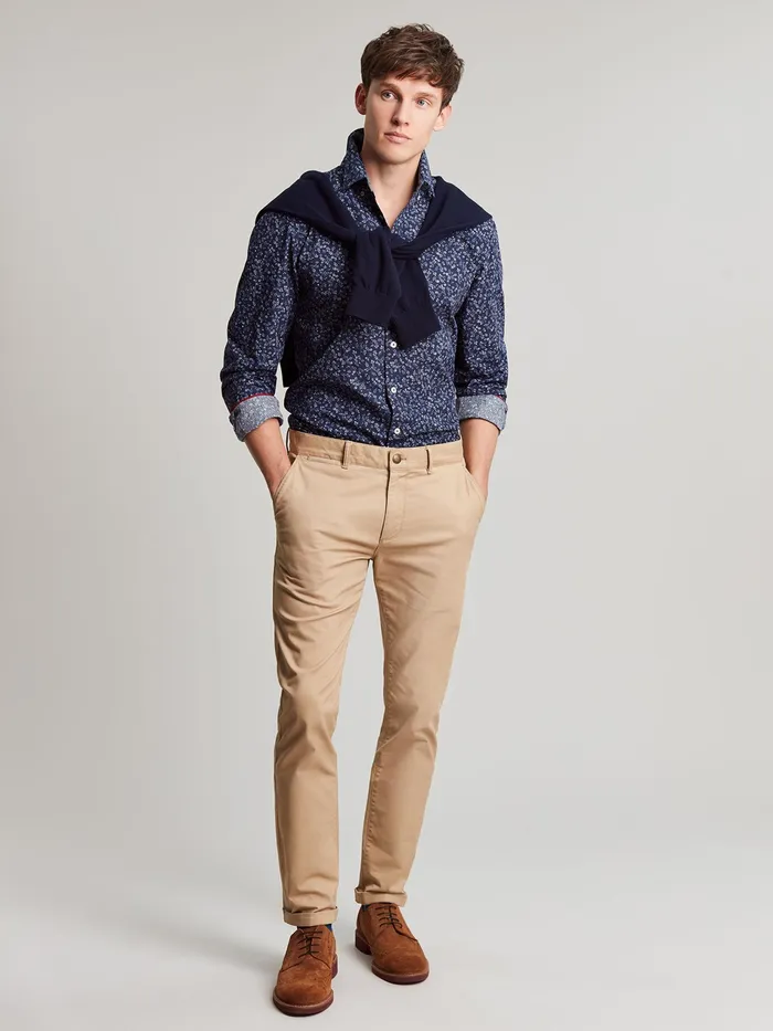 Joules Blue Long Sleeve Classic Fit Printed Shirt Men Shirts
