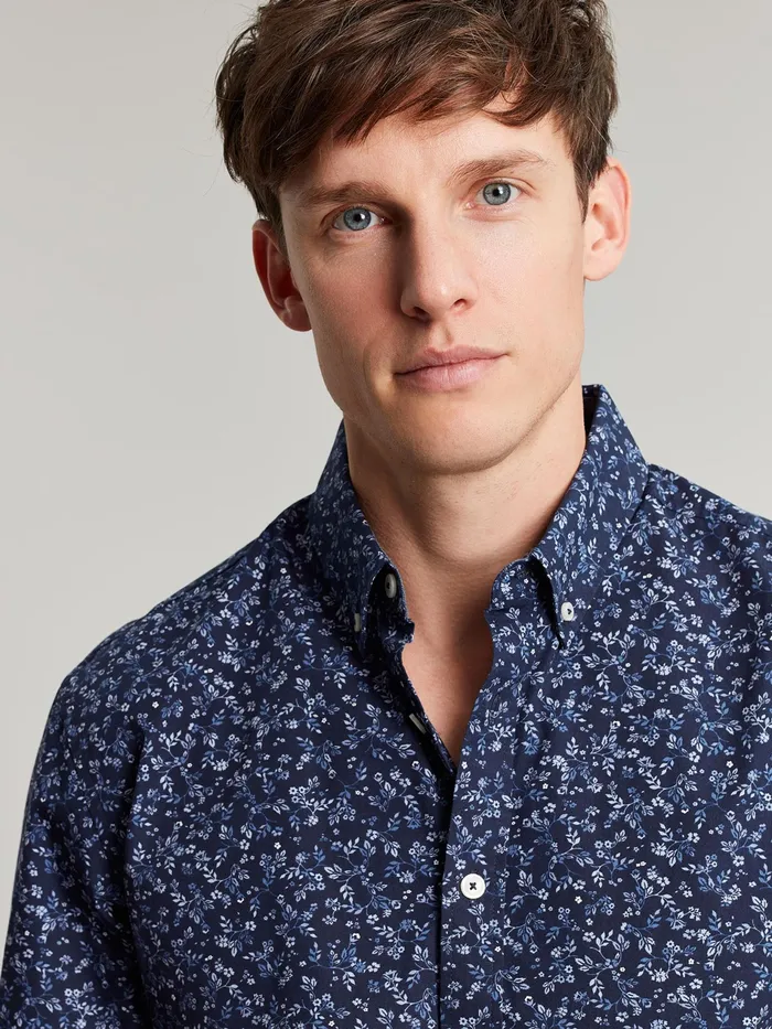 Joules Blue Long Sleeve Classic Fit Printed Shirt Men Shirts