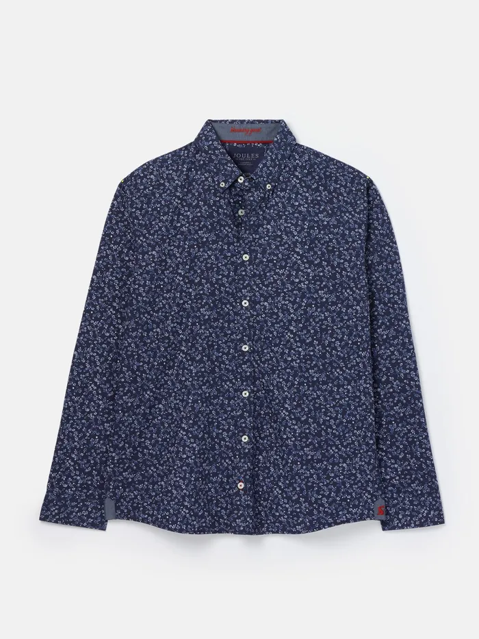 Joules Blue Long Sleeve Classic Fit Printed Shirt Men Shirts