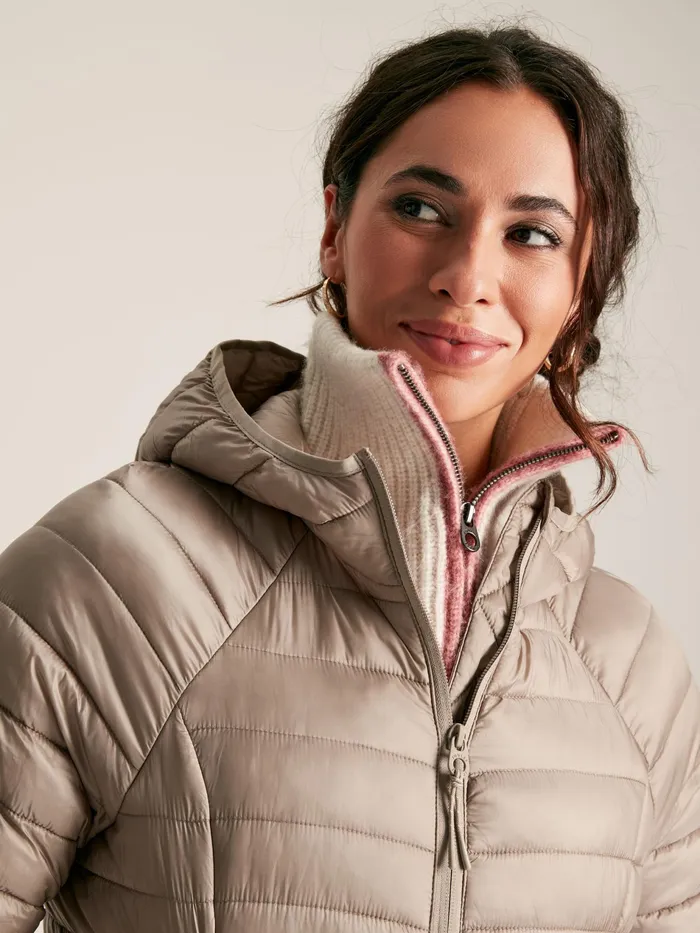 Joules Bramley 8211 Silver Tone Showerproof Packable Padded Jacket Women Coats and Jackets