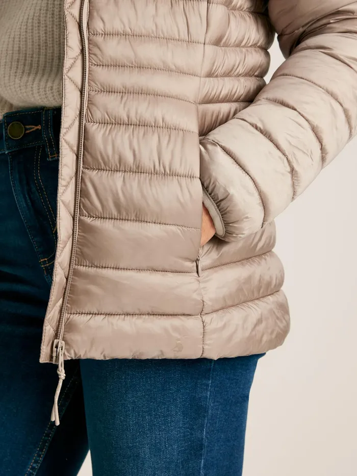 Joules Bramley 8211 Silver Tone Showerproof Packable Padded Jacket Women Coats and Jackets