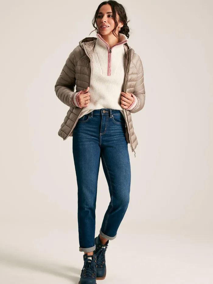Joules Bramley 8211 Silver Tone Showerproof Packable Padded Jacket Women Coats and Jackets