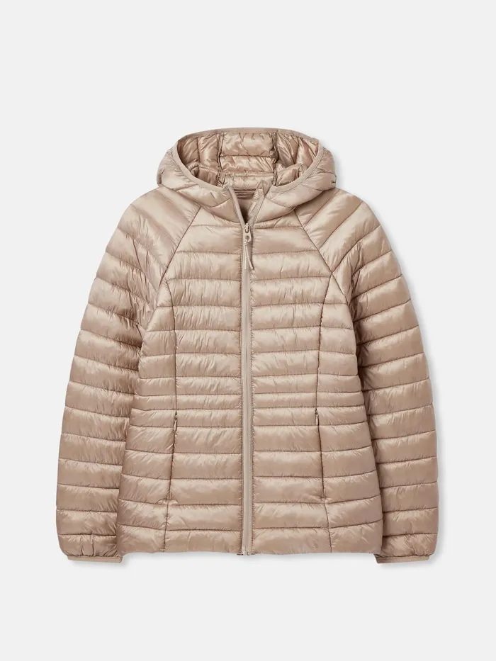 Joules Bramley 8211 Silver Tone Showerproof Packable Padded Jacket Women Coats and Jackets