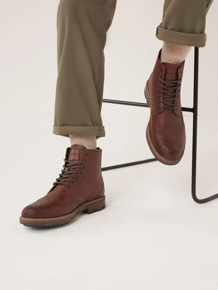 Joules Brown Brogue Boots Men Boots