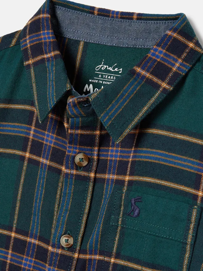 Joules Buchannan 8211 Green Checked Brushed Shirt Boys Tops and Tshirts