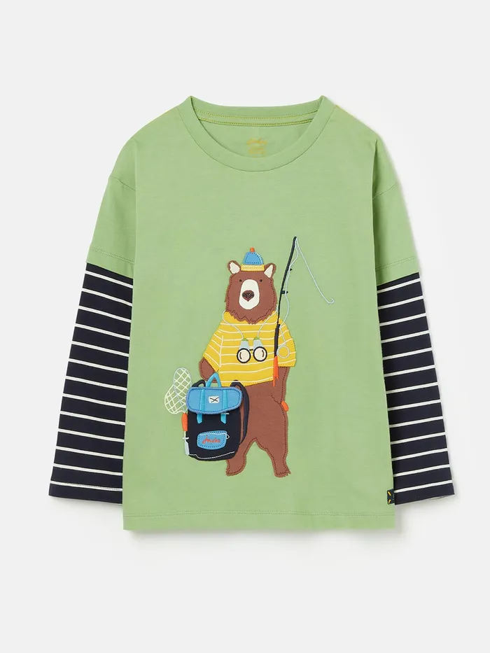 Joules Chomp 8211 Green Long Sleeve Artwork Top Boys Tops and Tshirts