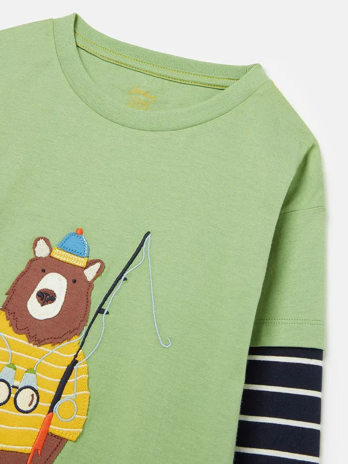Joules Chomp 8211 Green Long Sleeve Artwork Top Boys Tops and Tshirts