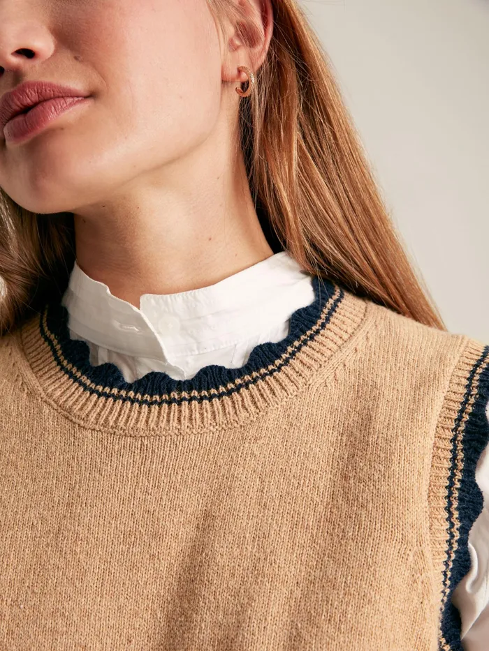 Joules Claudette 8211 Oatmeal Scallop Trim Knitted Tank Women Knitwear Joules Claudette 8211 Oatmeal Scallop Trim Knitted Tank Women Knitwear